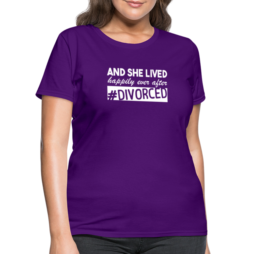 And She Lived Happily Ever After Divorced T-Shirt #Divorced - purple