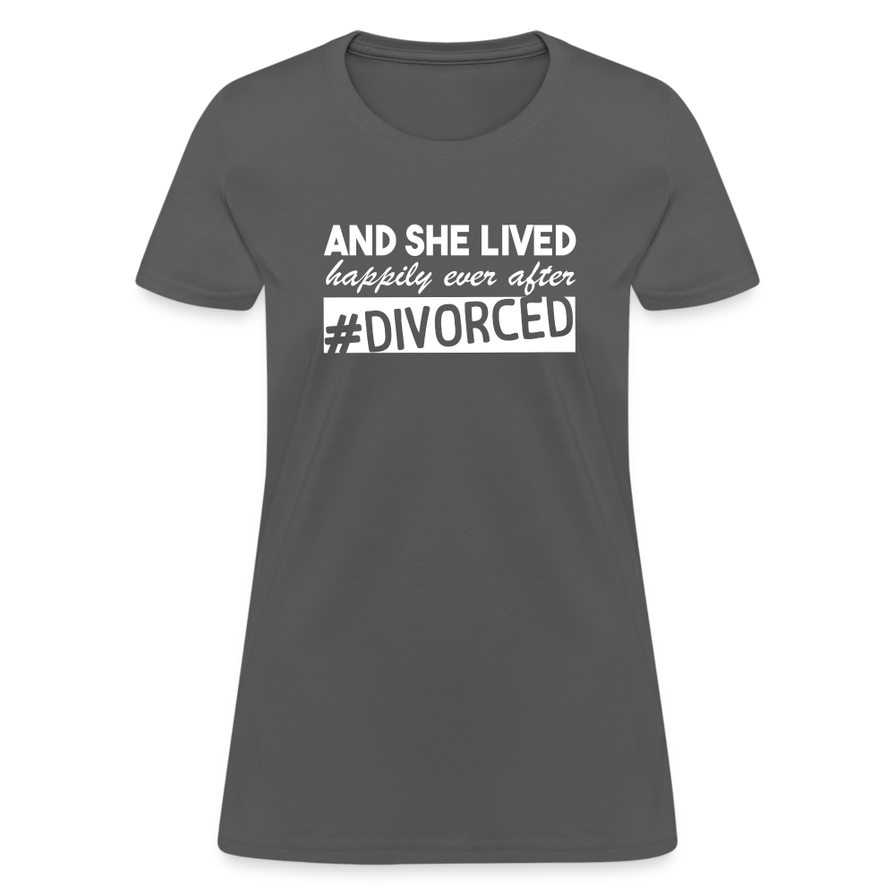 And She Lived Happily Ever After Divorced T-Shirt #Divorced - charcoal