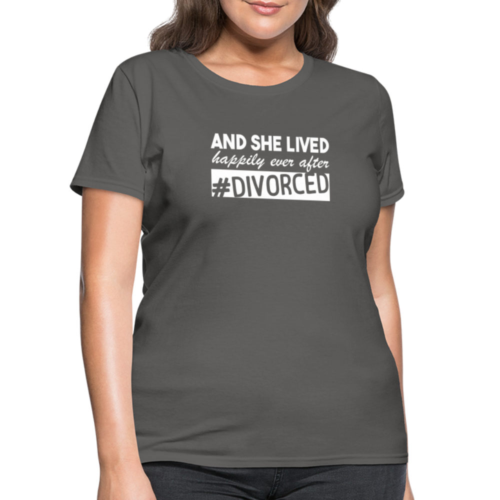 And She Lived Happily Ever After Divorced T-Shirt #Divorced - charcoal