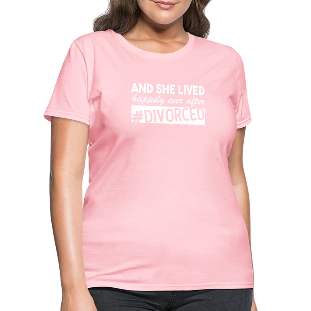 And She Lived Happily Ever After Divorced T-Shirt #Divorced - pink