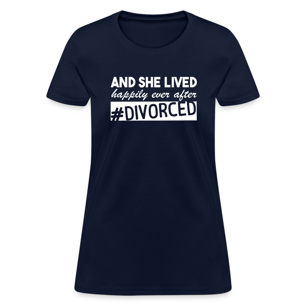 And She Lived Happily Ever After Divorced T-Shirt #Divorced - navy