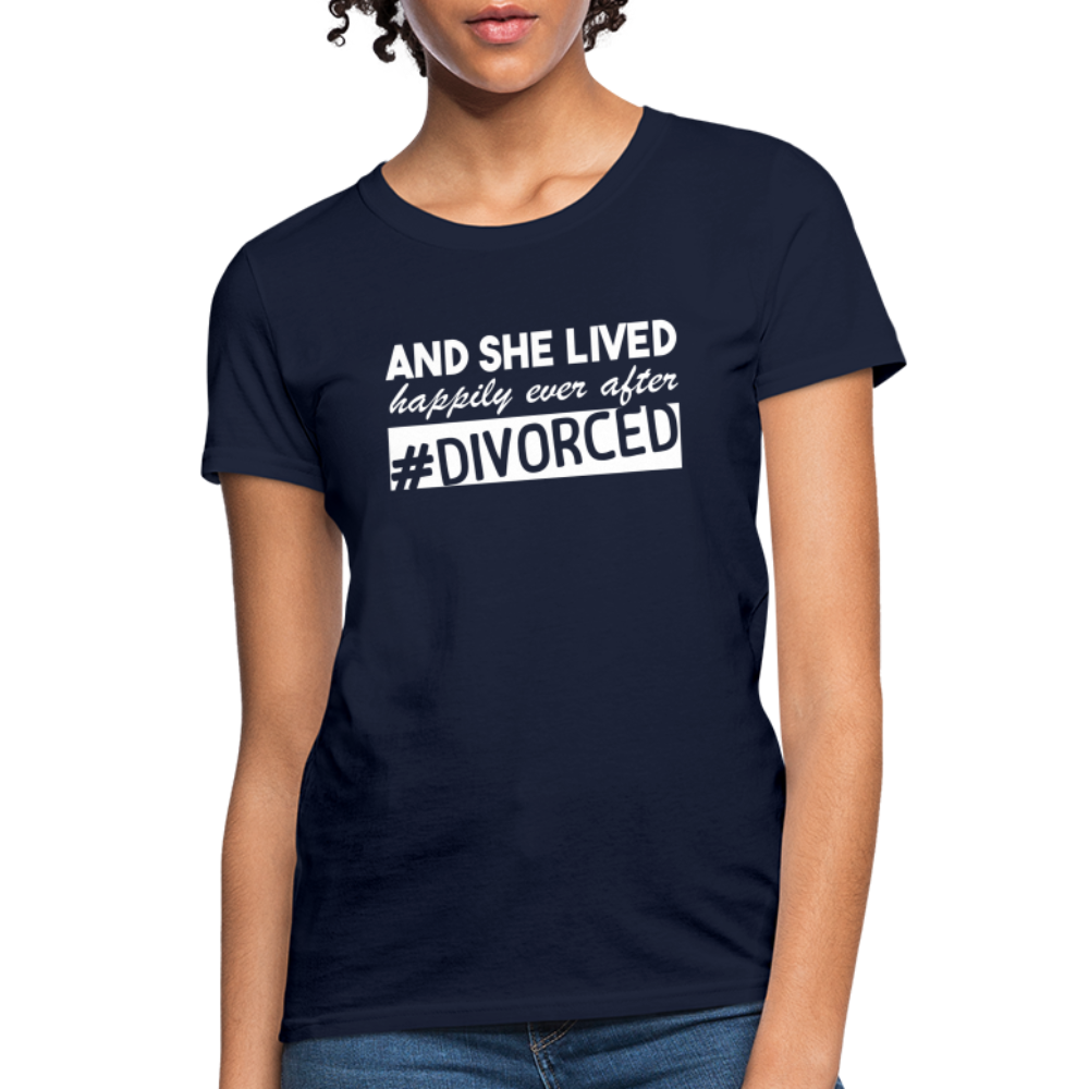 And She Lived Happily Ever After Divorced T-Shirt #Divorced - navy