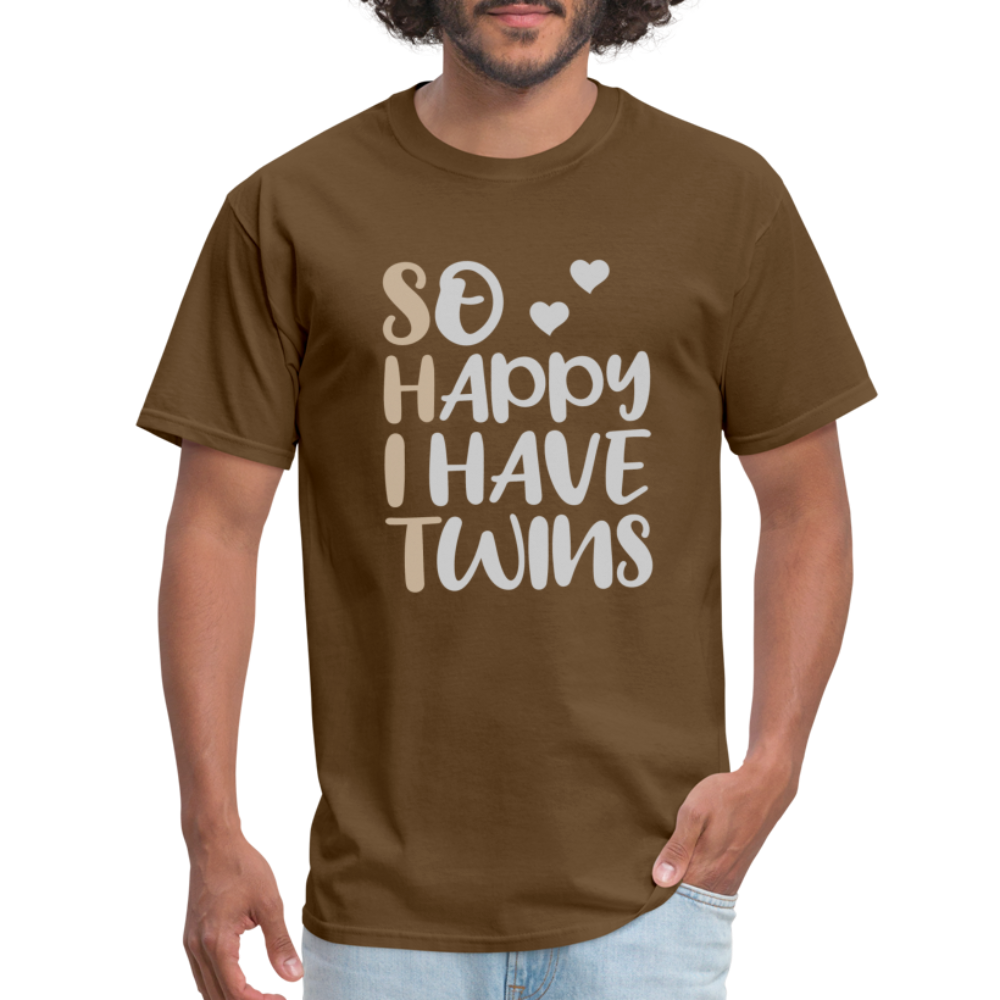 So Happy I Have Twins T-Shirt - brown
