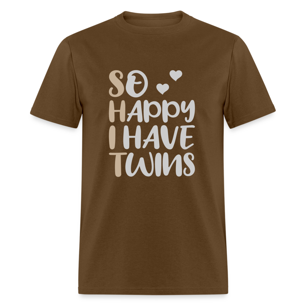 So Happy I Have Twins T-Shirt - brown