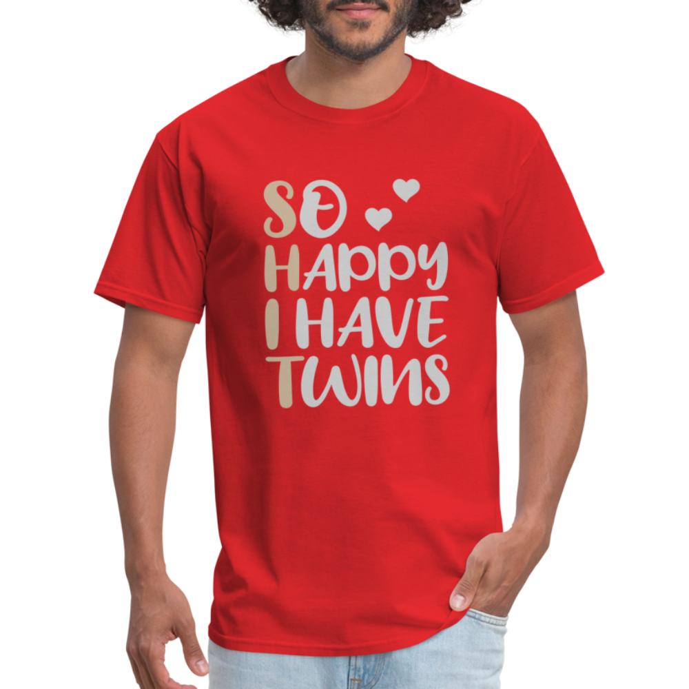 So Happy I Have Twins T-Shirt - red