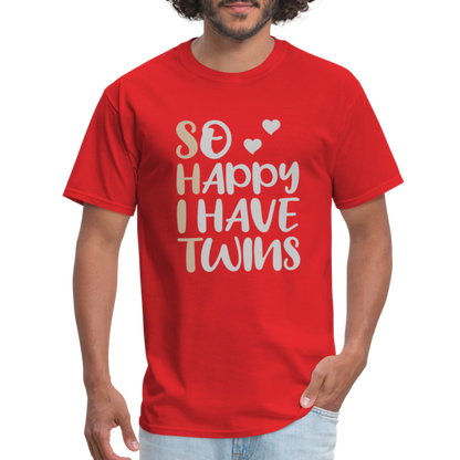 So Happy I Have Twins T-Shirt - red