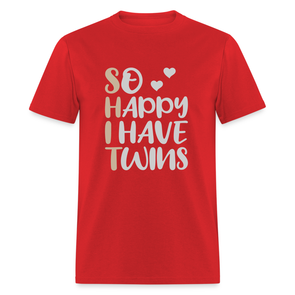 So Happy I Have Twins T-Shirt - red