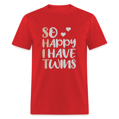 So Happy I Have Twins T-Shirt - red