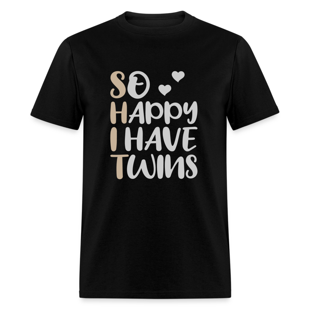 So Happy I Have Twins T-Shirt - black