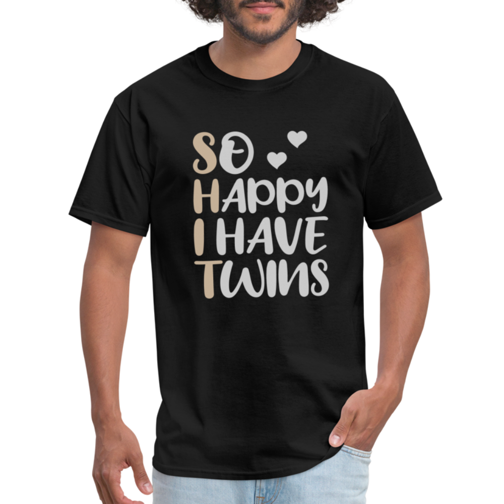 So Happy I Have Twins T-Shirt - black