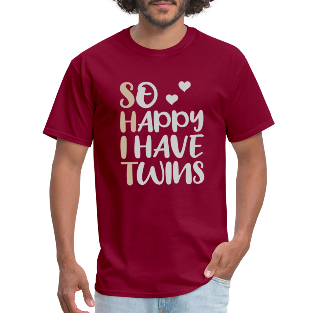 So Happy I Have Twins T-Shirt - burgundy