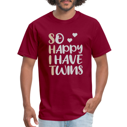 So Happy I Have Twins T-Shirt - burgundy