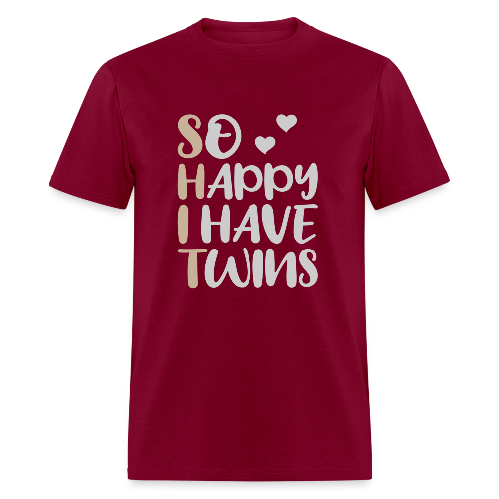 So Happy I Have Twins T-Shirt - burgundy