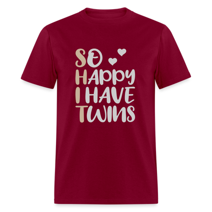 So Happy I Have Twins T-Shirt - burgundy