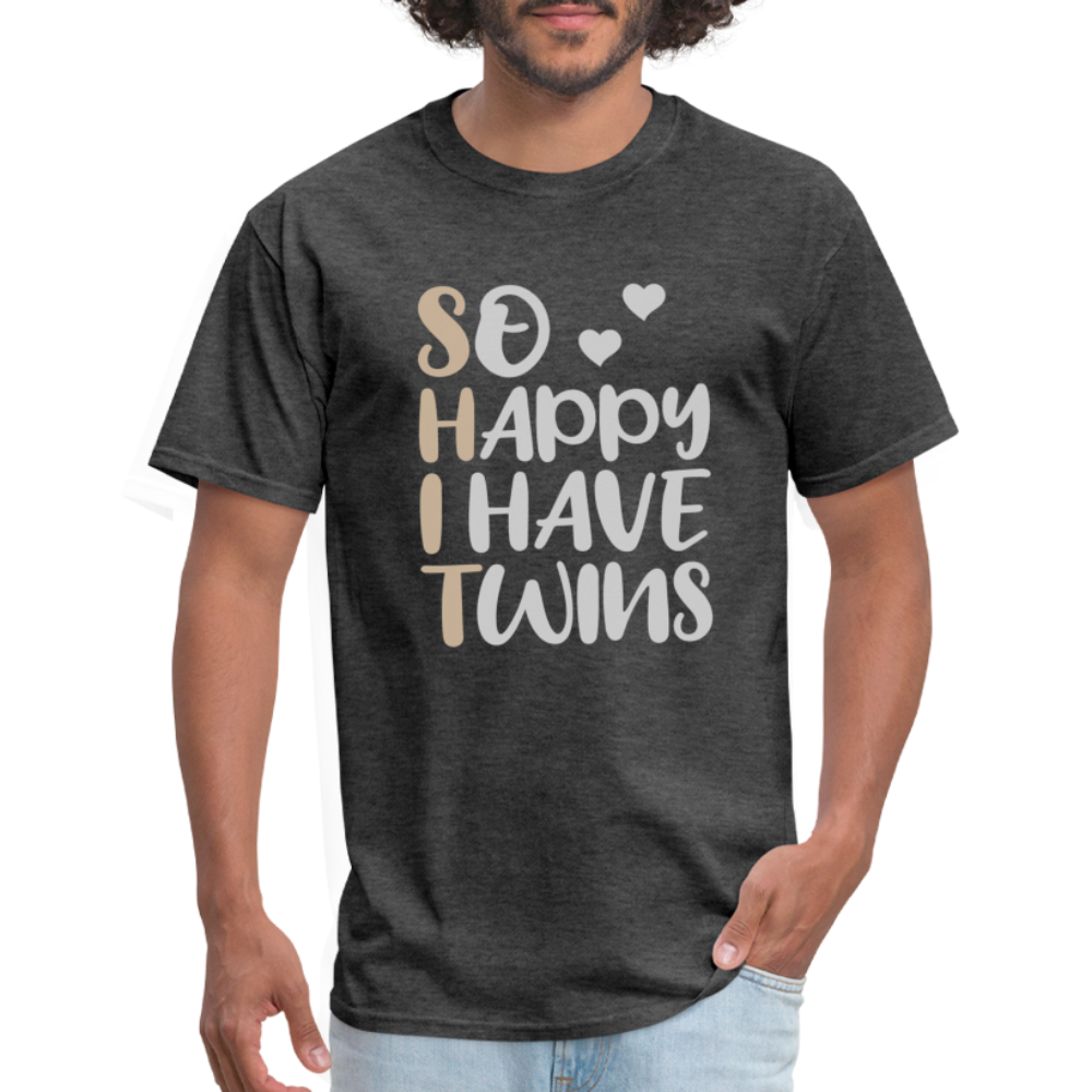 So Happy I Have Twins T-Shirt - heather black