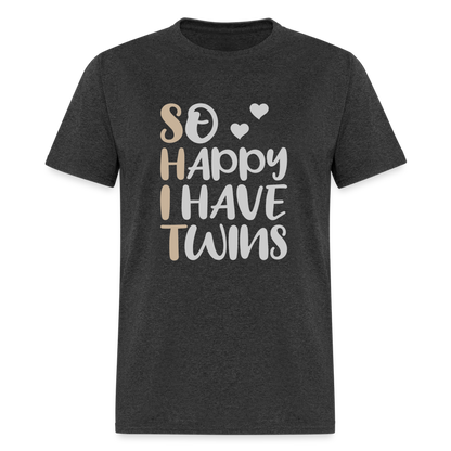 So Happy I Have Twins T-Shirt - heather black