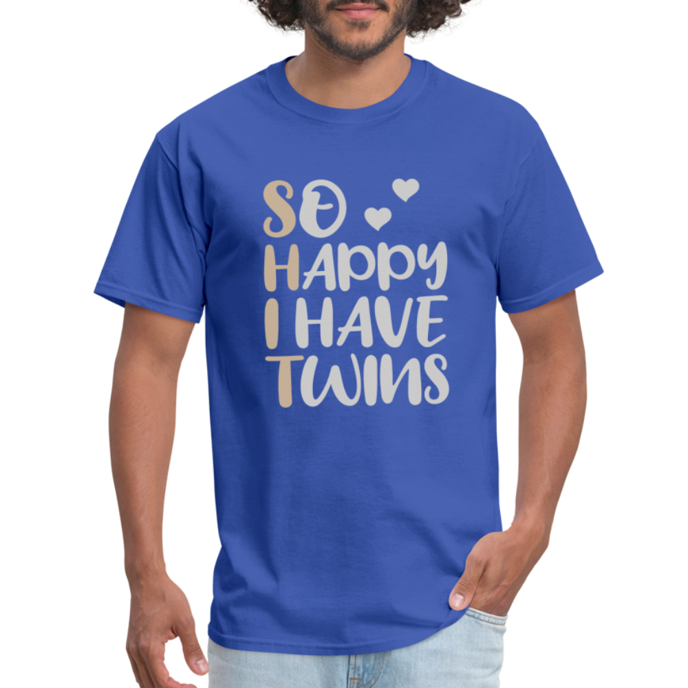 So Happy I Have Twins T-Shirt - royal blue