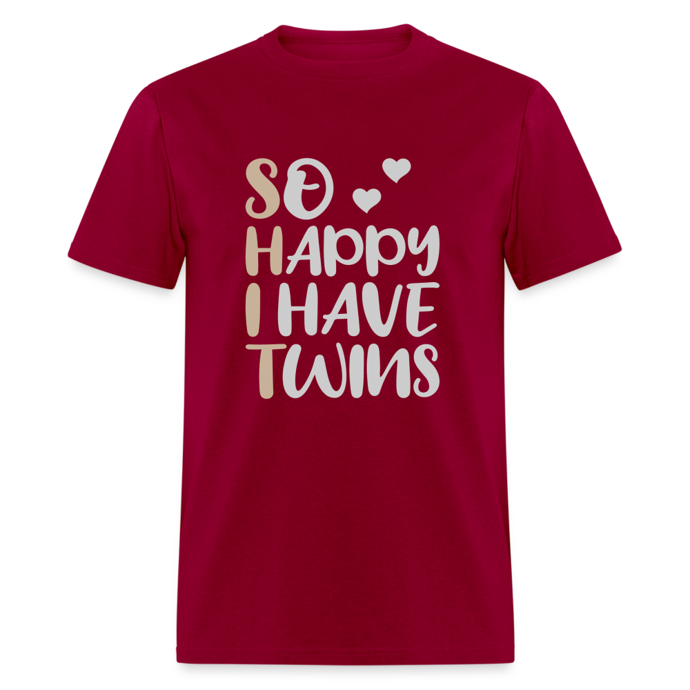 So Happy I Have Twins T-Shirt - dark red