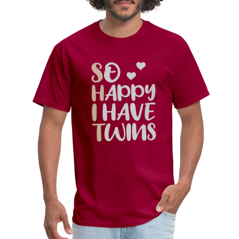 So Happy I Have Twins T-Shirt - dark red