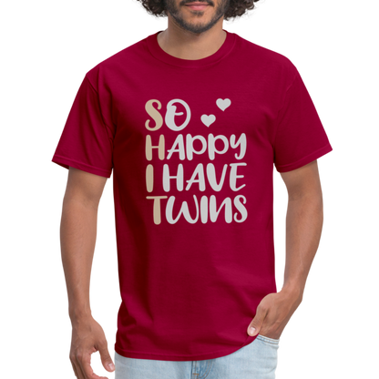 So Happy I Have Twins T-Shirt - dark red