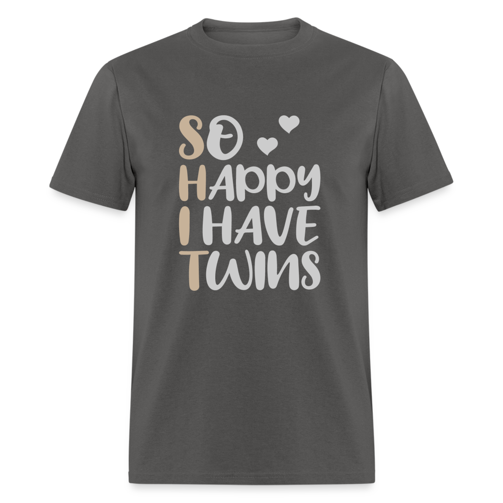 So Happy I Have Twins T-Shirt - charcoal