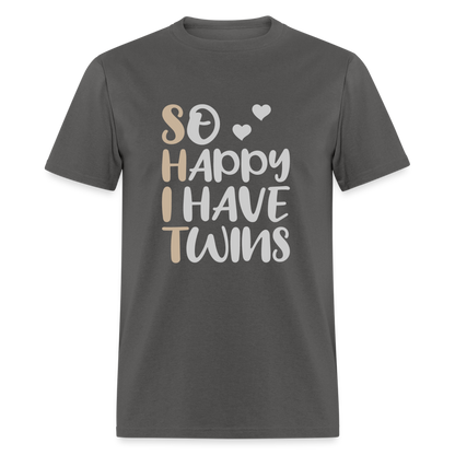 So Happy I Have Twins T-Shirt - charcoal