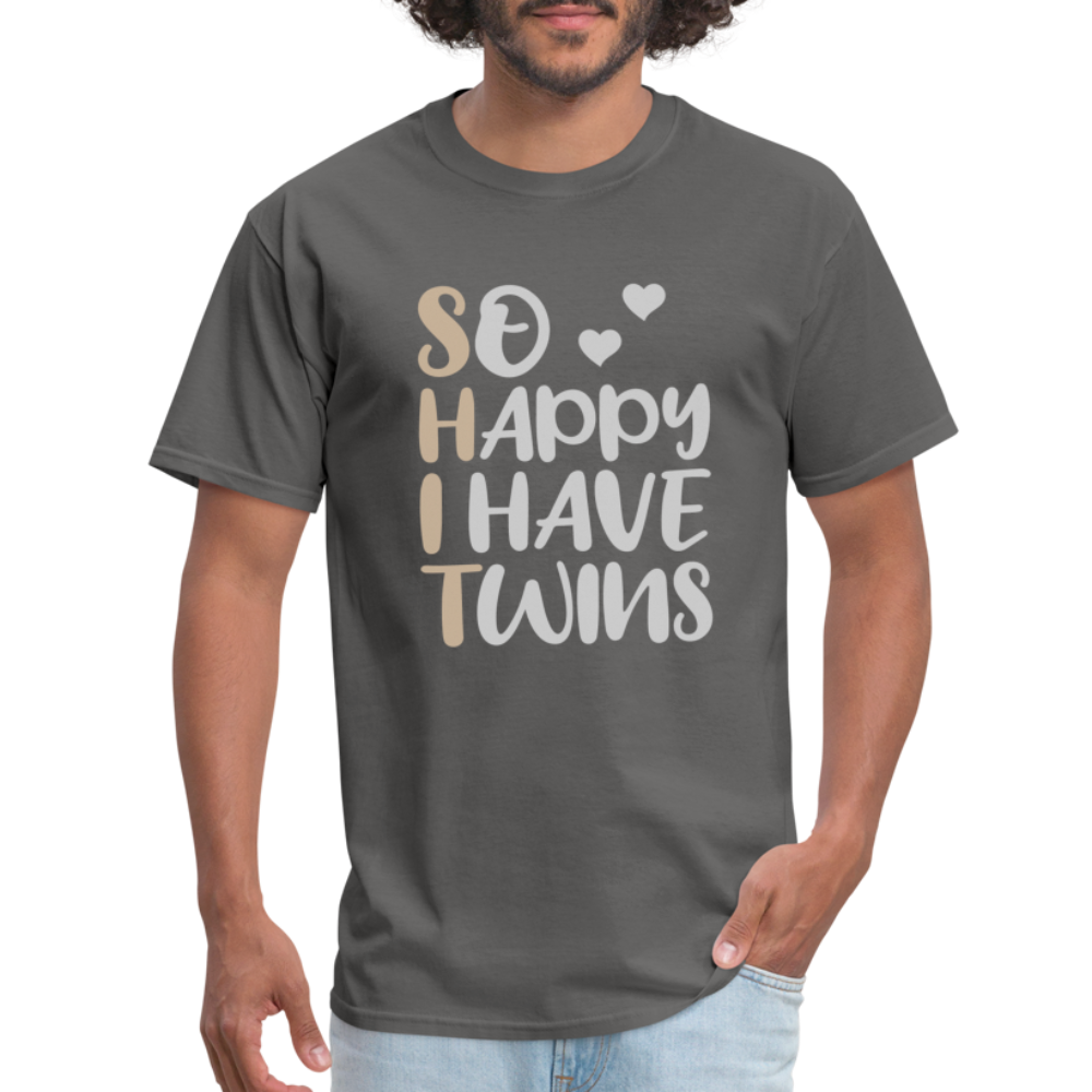 So Happy I Have Twins T-Shirt - charcoal