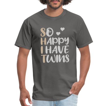 So Happy I Have Twins T-Shirt - charcoal