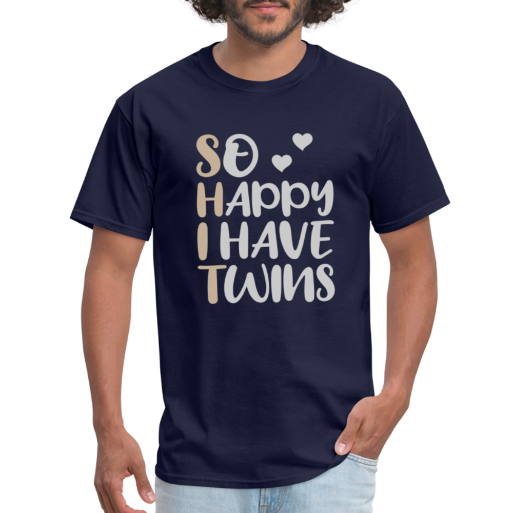 So Happy I Have Twins T-Shirt - navy