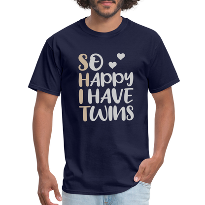 So Happy I Have Twins T-Shirt - navy