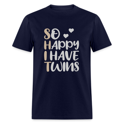 So Happy I Have Twins T-Shirt - navy