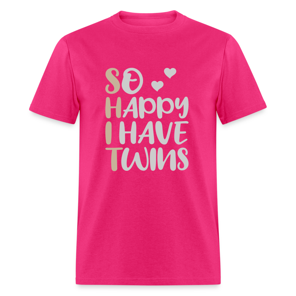 So Happy I Have Twins T-Shirt - fuchsia