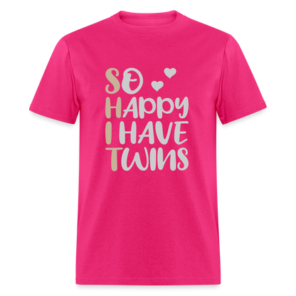 So Happy I Have Twins T-Shirt - fuchsia