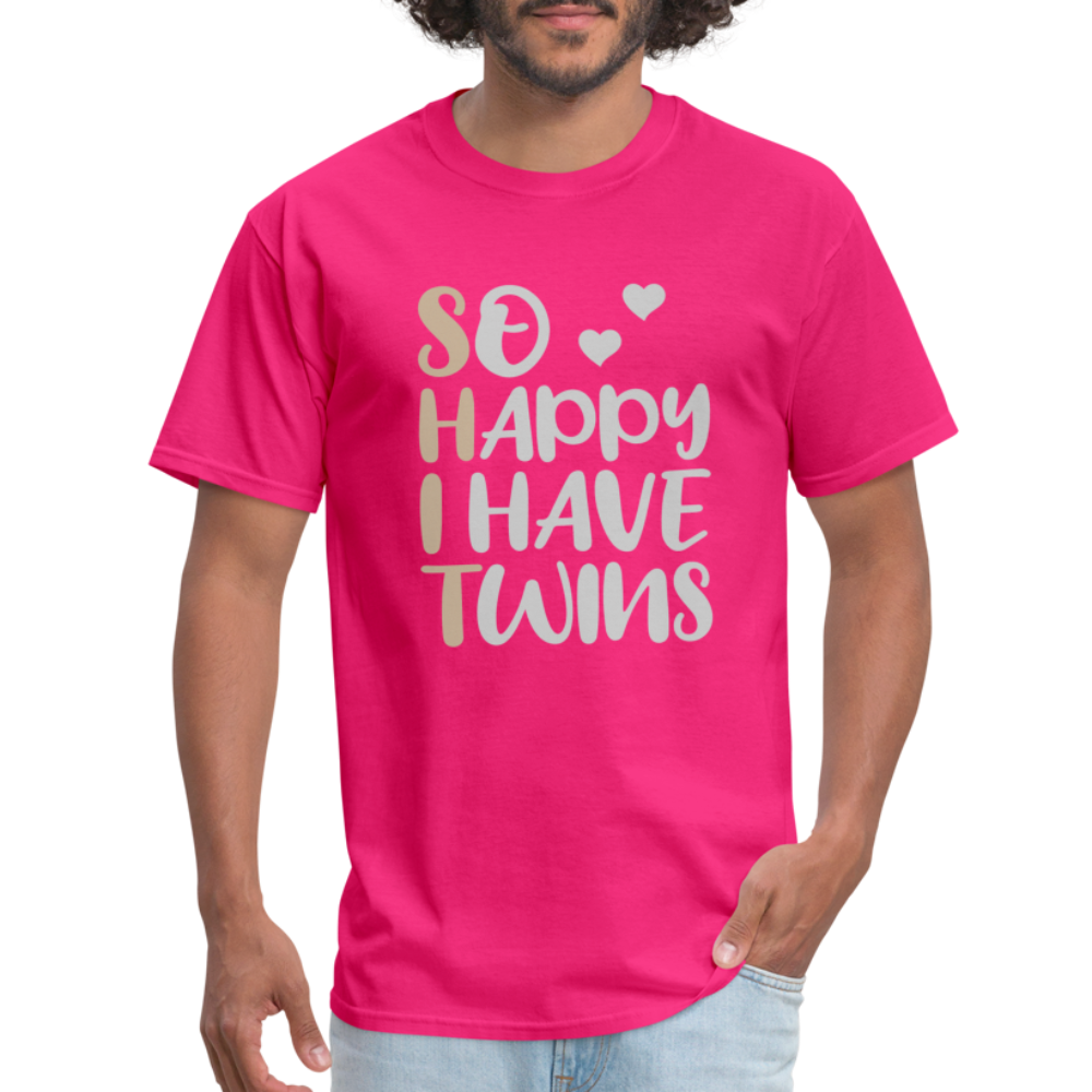 So Happy I Have Twins T-Shirt - fuchsia