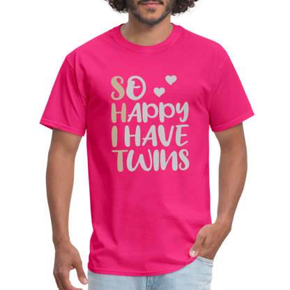 So Happy I Have Twins T-Shirt - fuchsia