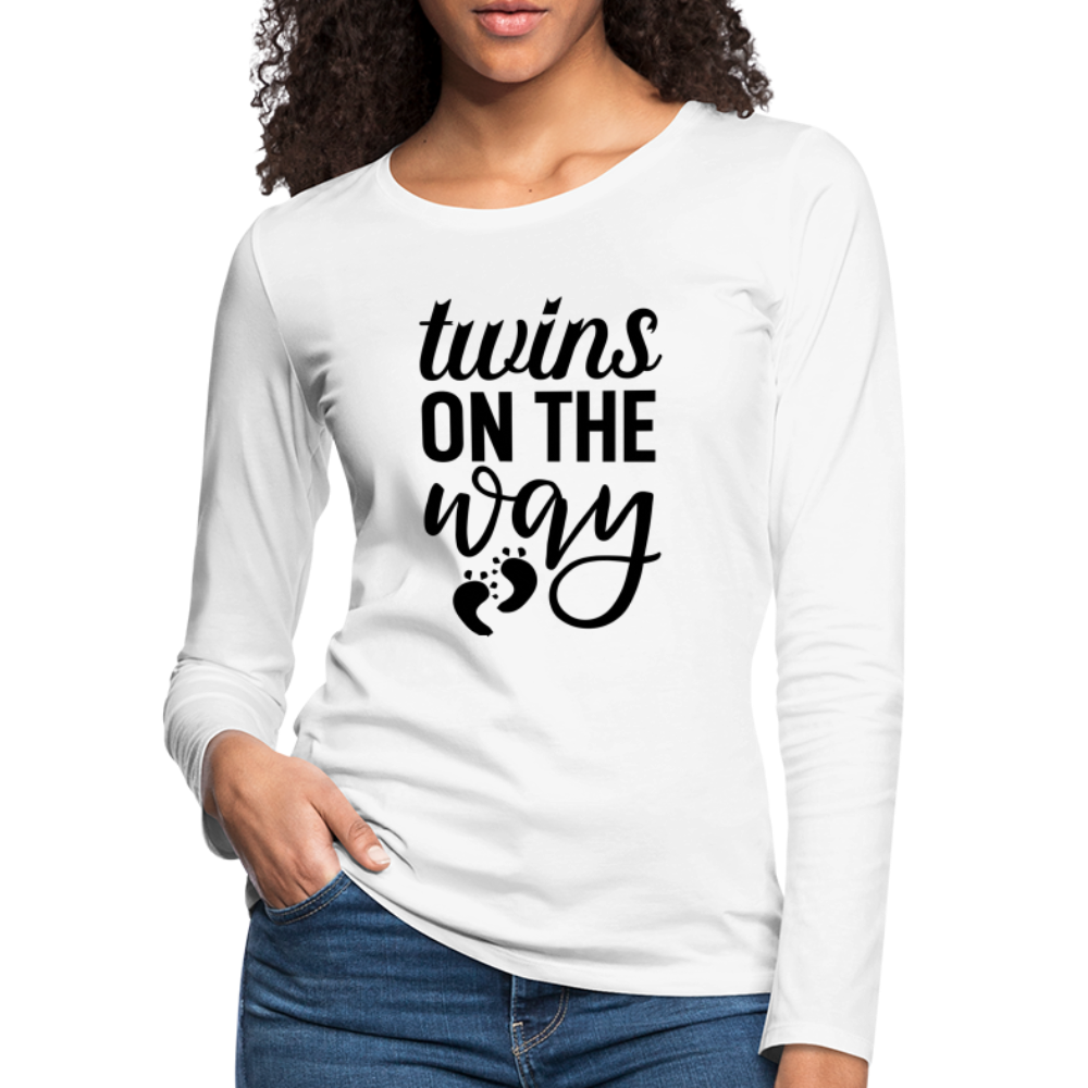 Twins On The Way Premium Long Sleeve T-Shirt - white