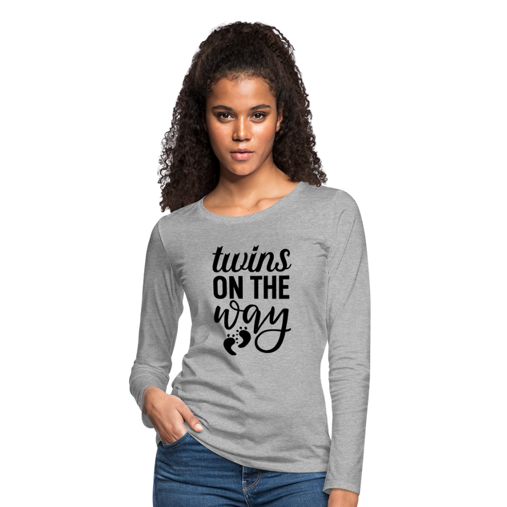 Twins On The Way Premium Long Sleeve T-Shirt - heather gray