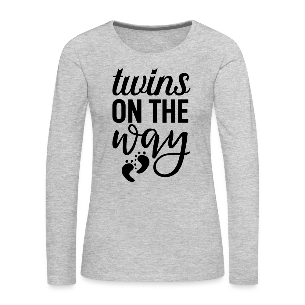 Twins On The Way Premium Long Sleeve T-Shirt - heather gray