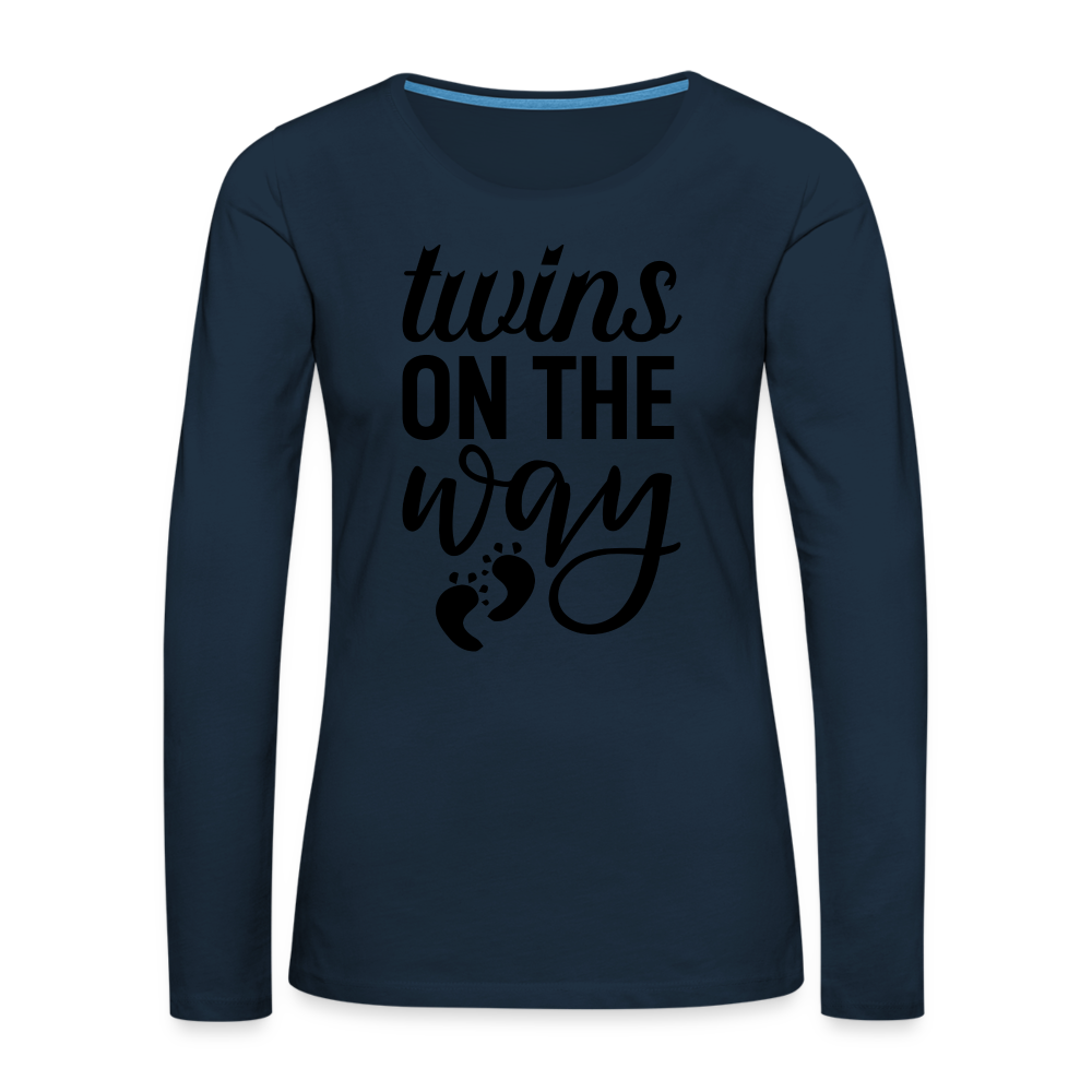 Twins On The Way Premium Long Sleeve T-Shirt - deep navy