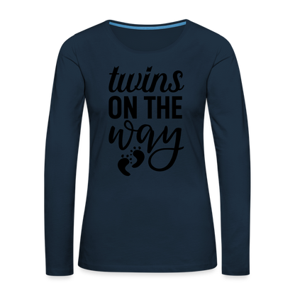 Twins On The Way Premium Long Sleeve T-Shirt - deep navy