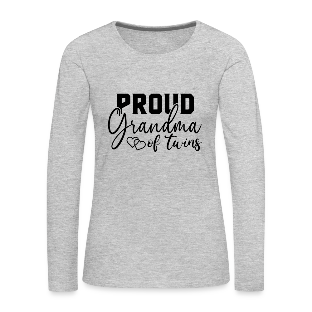 Proud Grandma of Twins Premium Long Sleeve T-Shirt - heather gray