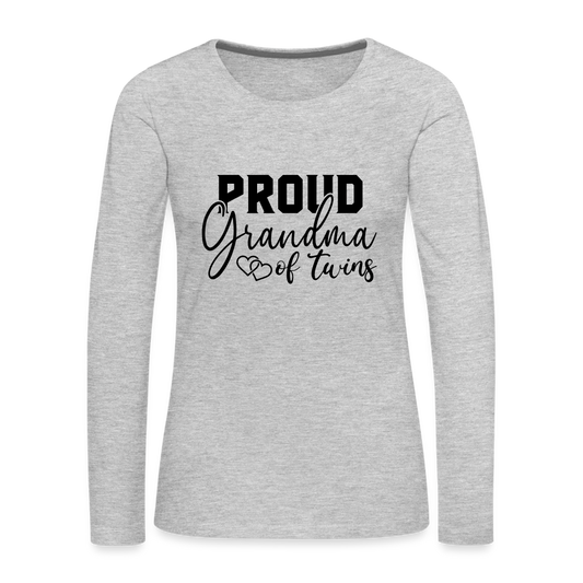 Proud Grandma of Twins Premium Long Sleeve T-Shirt - heather gray