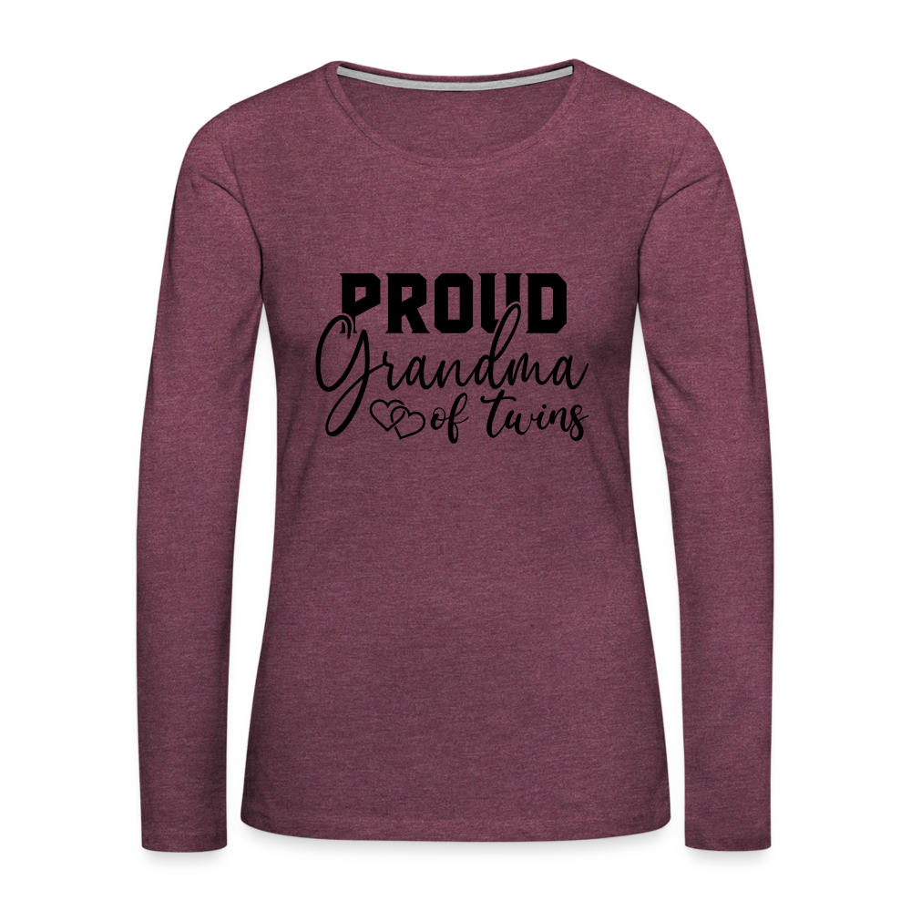 Proud Grandma of Twins Premium Long Sleeve T-Shirt - heather burgundy