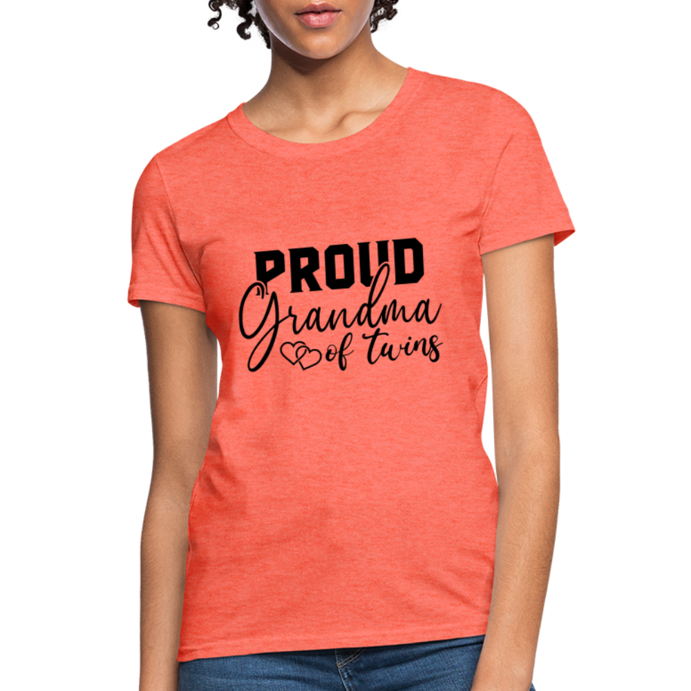 Proud Grandma of Twins T-Shirt - heather coral