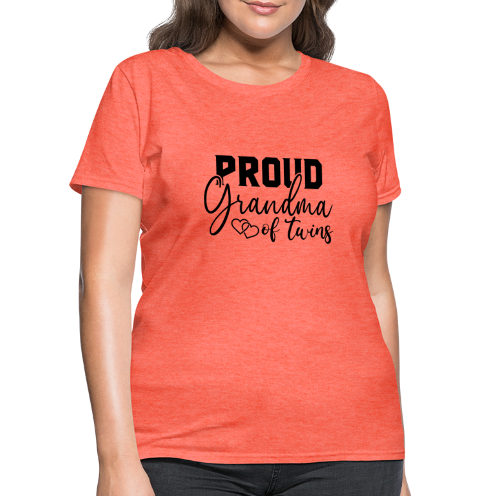 Proud Grandma of Twins T-Shirt - heather coral