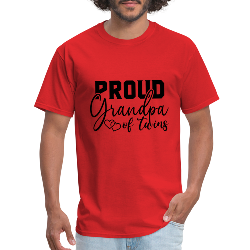 Proud Grandpa of Twins T-Shirt - red