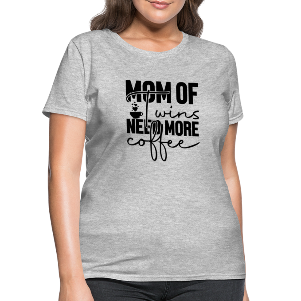 Mom of Twins New More Coffee T-Shirt - heather gray