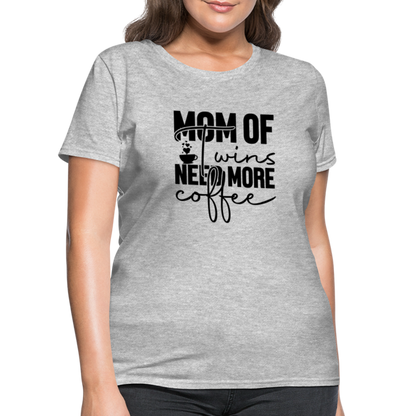 Mom of Twins New More Coffee T-Shirt - heather gray