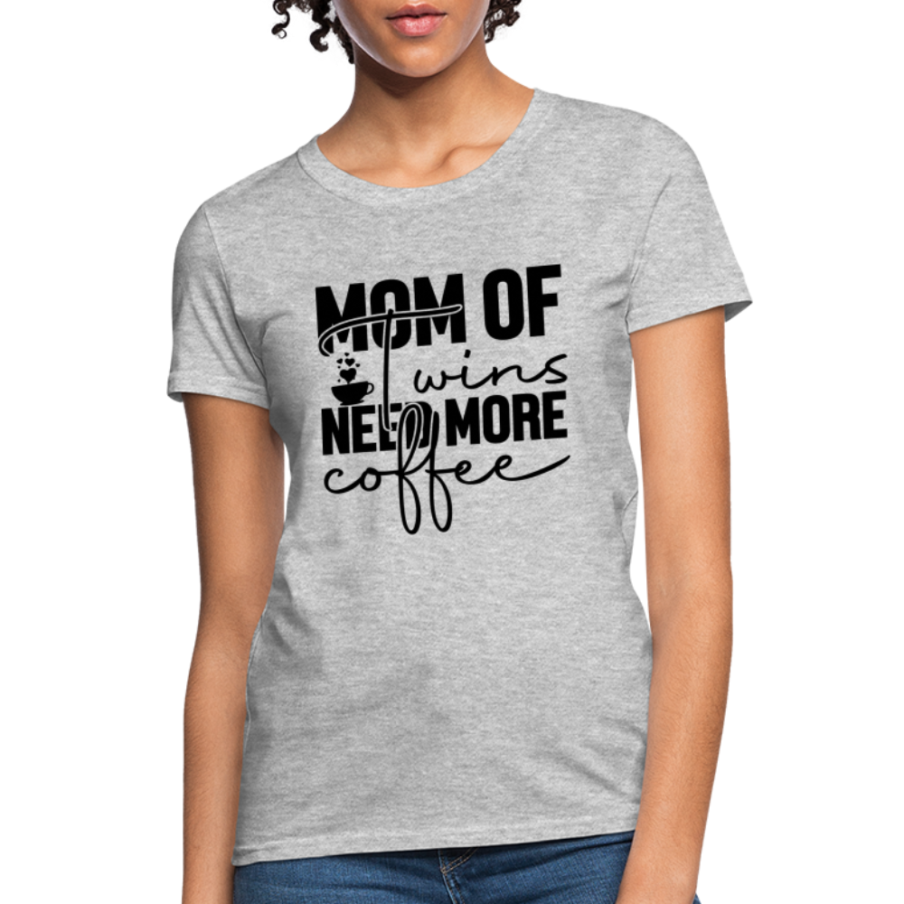 Mom of Twins New More Coffee T-Shirt - heather gray