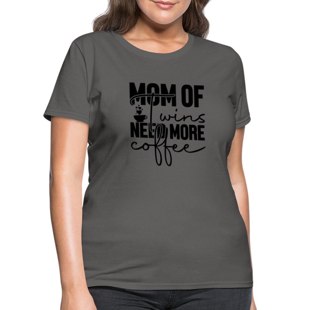 Mom of Twins New More Coffee T-Shirt - charcoal